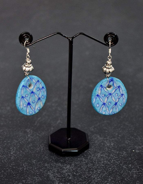 Round Pendant Earrings (Turquoise & Blue)